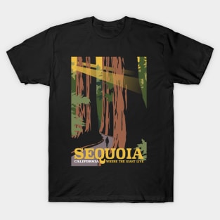 California Sequoia Vintage Style Travel Poster Design T-Shirt